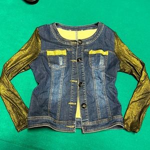 Denim Jean Jacket with Stretch Sleeves - Size S